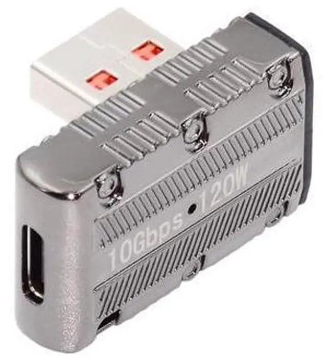 Main image of USB-C USB 3.1 Type C Female to USB 3.0 Type-A Male 90 Degree Right Angled Low Profile Type 10Gbps Data 120W Power Adapter Mecha Cyberpunk Style