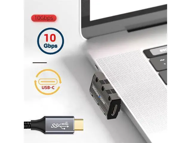 Alt view image 2 of 7 - USB-C USB 3.1 Type C Female to USB 3.0 Type-A Male 90 Degree Right Angled Low Profile Type 10Gbps Data 120W Power Adapter Mecha Cyberpunk Style
