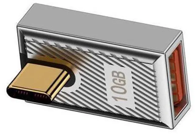 Main image of USB-C USB 3.1 Type C Male to USB 3.0 A Female 10Gbps OTG Data 120W Power Low Profile Angled Adapter Alloy Shell Mecha Cyberpunk Style