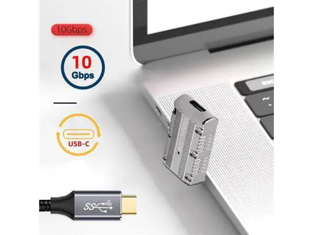Alt view image 2 of 7 - USB-C USB 3.1 Type C Female to USB 3.0 Type-A Male 90 Degree Up Angled Low Profile Type 10Gbps Data 120W Power Adapter Mecha Cyberpunk Style