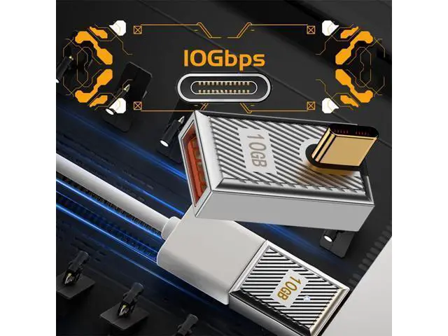 Alt view image 6 of 7 - USB-C USB 3.1 Type C Male to USB 3.0 A Female 10Gbps OTG Data 120W Power Low Profile Angled Adapter Alloy Shell Mecha Cyberpunk Style