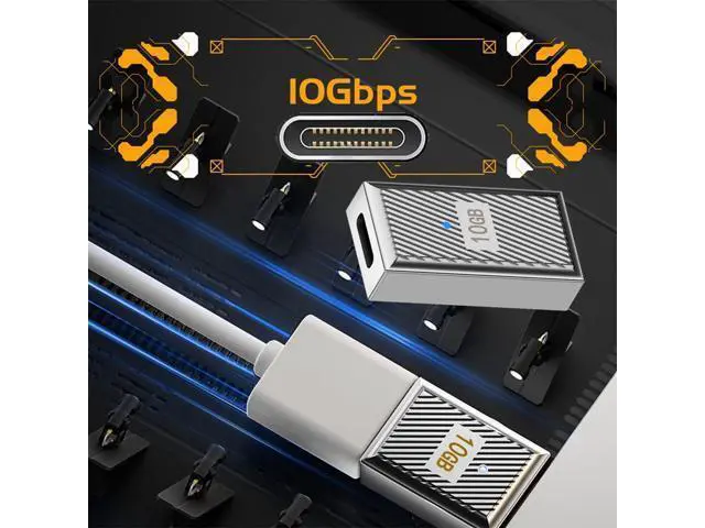 Alt view image 6 of 7 - USB-C USB 3.1 Type C Female to USB 3.0 A Female 10Gbps OTG Data 120W Power Adapter Alloy Shell Mecha Cyberpunk Style