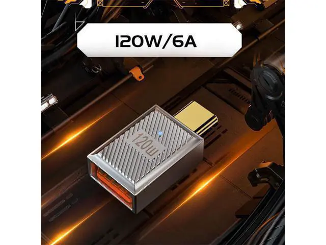 Alt view image 5 of 7 - USB-C USB 3.1 Type C Male to USB 3.0 A Female 10Gbps OTG Data 120W Power Adapter Alloy Shell Mecha Cyberpunk Style