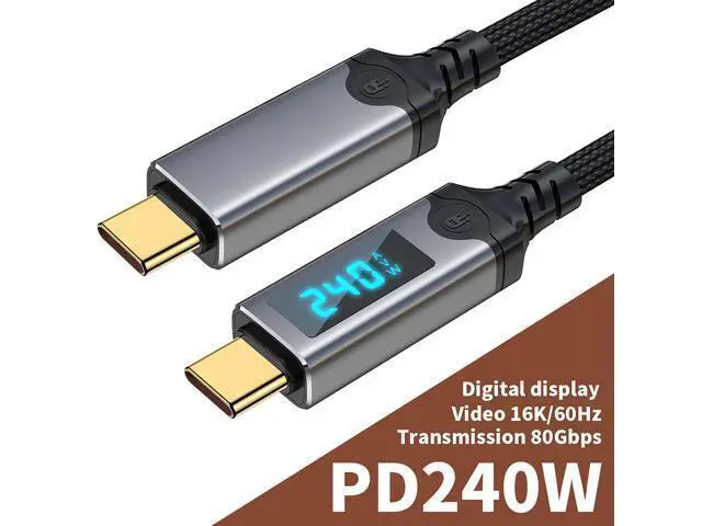 Main image of USB5 / Thunderbolt 5 Active Display Cable 80Gbps, 240W PD, 16K@60Hz, LED Power Display, for Laptop, Monitor, eGPU & Docking Station