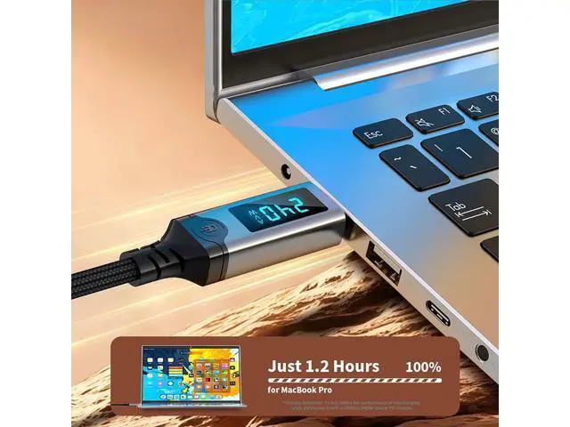 Alt view image 2 of 5 - USB5 / Thunderbolt 5 Active Display Cable 80Gbps, 240W PD, 16K@60Hz, LED Power Display, for Laptop, Monitor, eGPU & Docking Station