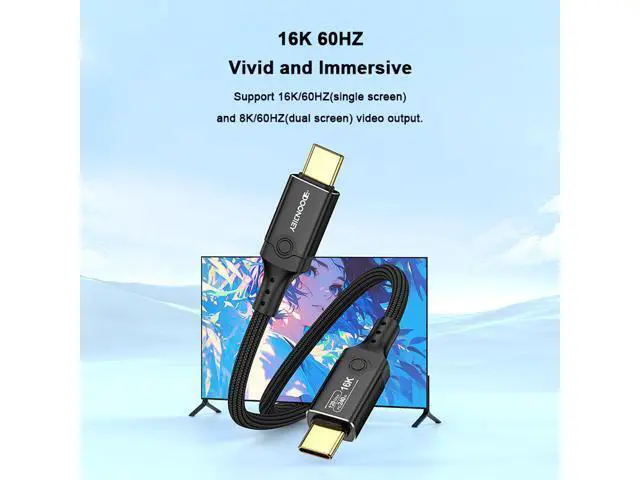 Alt view image 4 of 7 - USB5 / Thunderbolt 5 Active Cable 120Gbps, 240W PD, 16K@60Hz, Dual Type-C, for Laptop, Monitor, eGPU & High-Performance Docking