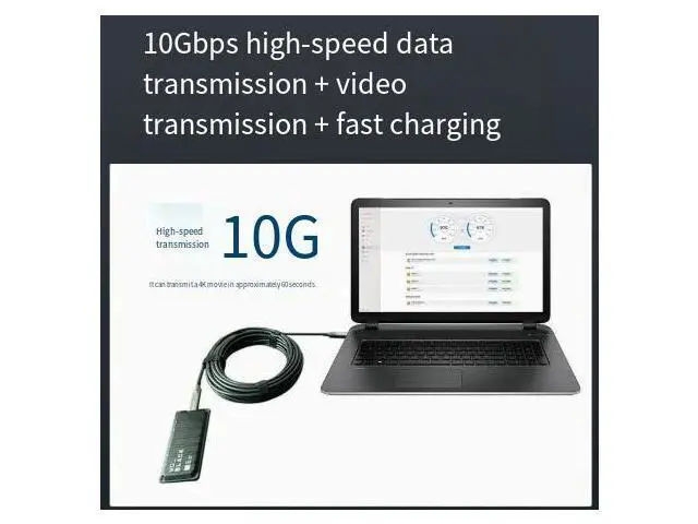 Alt view image 4 of 4 - USB-C Fiber Optic Cable 100W PD, 10Gbps, 8K@60Hz, Bend-Resistant Fiber, for Laptop, Monitor, AR Glasses & Dock