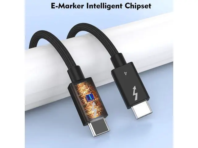 Alt view image 2 of 4 - Thunderbolt 4 Cable 40Gbps, 240W PD, 8K Video, Nylon Braided, 12,000 Bend Lifespan, for MacBook, Laptop, eGPU, Dock & Monitor