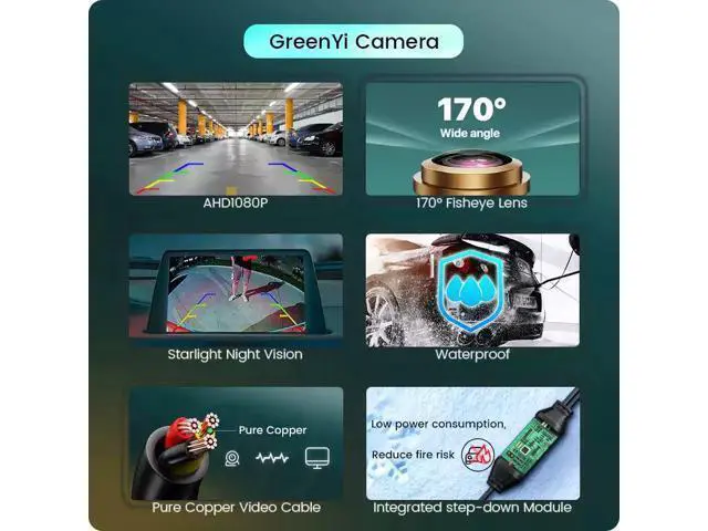 Alt view image 6 of 7 - GreenYi Golden Lens Car Rear View Camera 170° Full HD