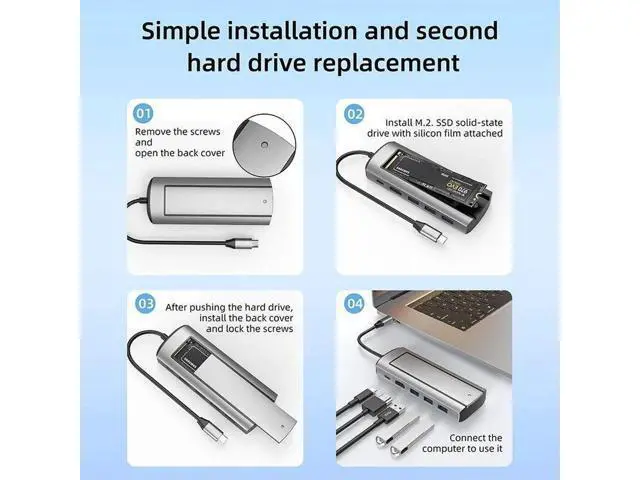 Alt view image 5 of 5 - 6 in 1 sata SSD HUB USB C Dock Station with Disk Storage Function USB 3.0 Type C to HDMI-Compatible Laptop For Macbook Laptop Pc
