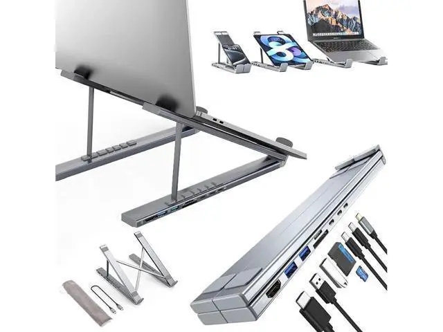 Main image of USB C Laptop Docking Station Stand, USB C Dock Tablet Stand, 8 in 1 USB C Hub with 4K HDMI, 2 USB 3.0, PD 100W, Universal Dock Station for MacBook Pro/Air/Dell/HP/Surface/Lenovo, Plug and Play