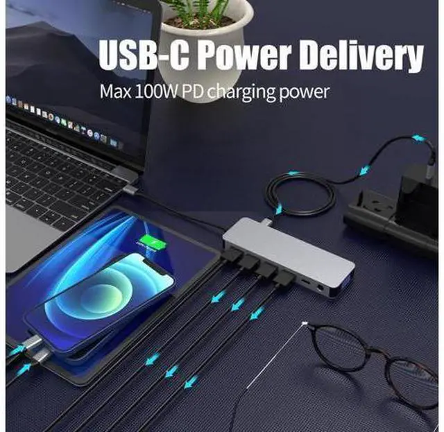 Alt view image 5 of 6 - 13 in 1 USB C Docking Station Dual HDMI Triple Monitor USB Hub