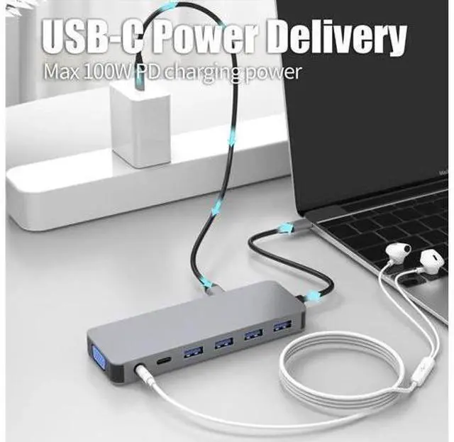 Alt view image 6 of 6 - 13 in 1 USB C Docking Station Dual HDMI Triple Monitor USB Hub