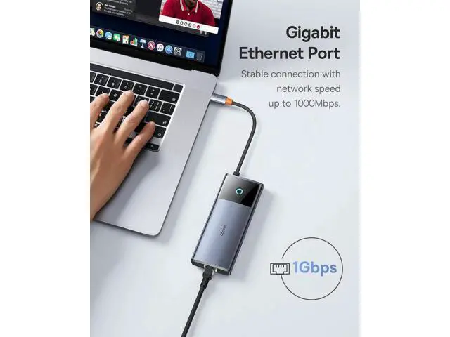Alt view image 3 of 7 - Baseus USB C Hub, 10Gbps USB C Docking Station with 3 USB A/C Data Ports, 4K@60Hz HDMI, Gigabit Ethernet, 100W PD, 6 in 1 USB C Dock Compatible for iPhone 15//HP/Mac/iPad/Microsoft/Steam Deck
