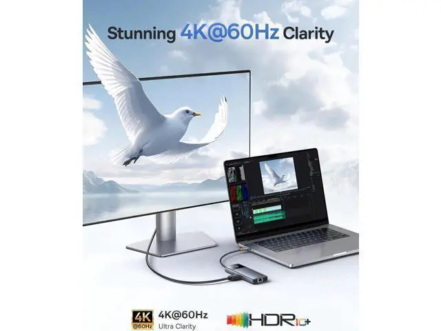 Alt view image 5 of 7 - Baseus USB C Hub, 10Gbps USB C Docking Station with 3 USB A/C Data Ports, 4K@60Hz HDMI, Gigabit Ethernet, 100W PD, 6 in 1 USB C Dock Compatible for iPhone 15//HP/Mac/iPad/Microsoft/Steam Deck