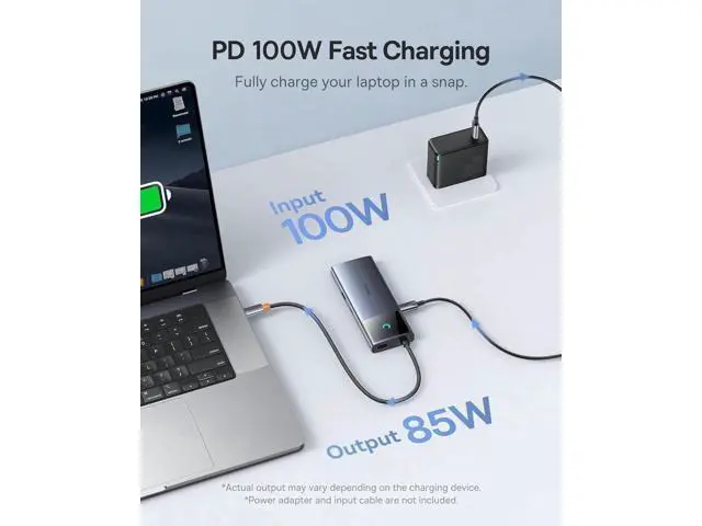 Alt view image 4 of 7 - Baseus USB C Hub, 10Gbps USB C Docking Station with 3 USB A/C Data Ports, 4K@60Hz HDMI, Gigabit Ethernet, 100W PD, 6 in 1 USB C Dock Compatible for iPhone 15//HP/Mac/iPad/Microsoft/Steam Deck