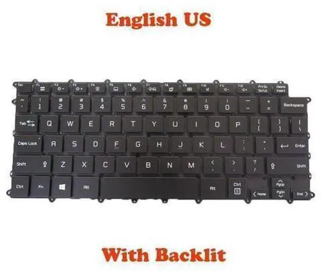 Main image of English US Backlit Keyboard For 14Z90P 14Z90P-G 14Z90P-K Black NO Frame