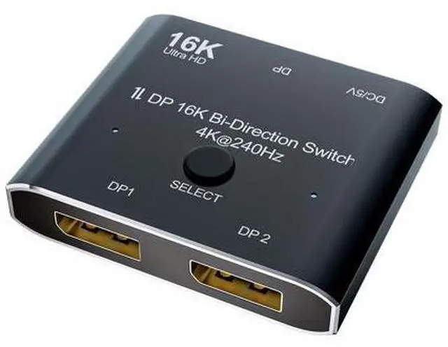 Main image of DisplayPort 2.1 Bi-Directional Switch 16K@60Hz, 4K@240Hz, 2-in-1 / 1-in-2, Aluminum Shell, for Gaming Console, PC & Monitor