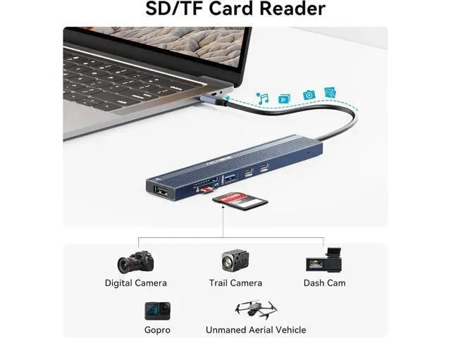 Alt view image 5 of 7 - ACASIS USB C Hub with DP Port 10Gbps Multiport Adapter with 4K Display Port 3*USB3.2 Gen2+USB2.0 480M/bps Data Port 100W Power Delivery SD/TF3.0 USB C to Displayport for Video Editors and More