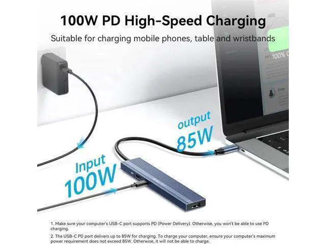 Alt view image 3 of 7 - ACASIS USB C Hub with DP Port 10Gbps Multiport Adapter with 4K Display Port 3*USB3.2 Gen2+USB2.0 480M/bps Data Port 100W Power Delivery SD/TF3.0 USB C to Displayport for Video Editors and More