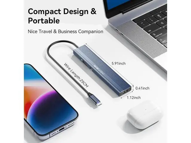 Alt view image 7 of 7 - ACASIS USB C Hub with DP Port 10Gbps Multiport Adapter with 4K Display Port 3*USB3.2 Gen2+USB2.0 480M/bps Data Port 100W Power Delivery SD/TF3.0 USB C to Displayport for Video Editors and More