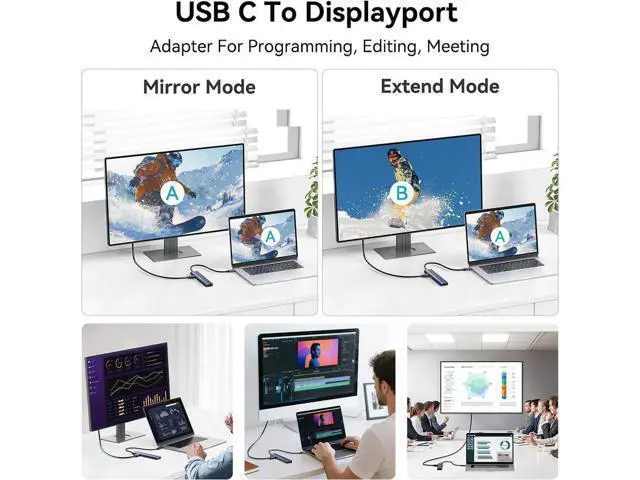 Alt view image 4 of 7 - ACASIS USB C Hub with DP Port 10Gbps Multiport Adapter with 4K Display Port 3*USB3.2 Gen2+USB2.0 480M/bps Data Port 100W Power Delivery SD/TF3.0 USB C to Displayport for Video Editors and More
