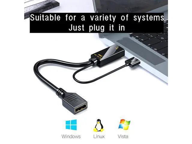 Alt view image 2 of 6 - HDMI to DisplayPort Active Adapter Cable 4K@60Hz, 144Hz, for Gaming Monitor, Laptop, PC to DP Display (Unidirectional, USB Powered)