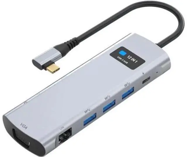 Main image of 12 in 1 Type C Adapter, USB C Hub with 4K, VGA, HD, 3.5mm Audio, RJ45, SD/TF, USB3.0x3