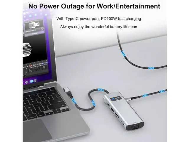 Alt view image 3 of 7 - 12 in 1 Type C Adapter, USB C Hub with 4K, VGA, HD, 3.5mm Audio, RJ45, SD/TF, USB3.0x3