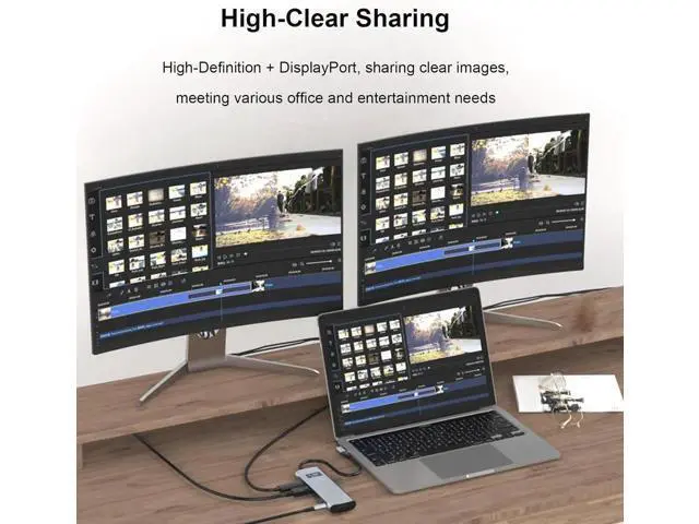 Alt view image 4 of 7 - 12 in 1 Type C Adapter, USB C Hub with 4K, VGA, HD, 3.5mm Audio, RJ45, SD/TF, USB3.0x3