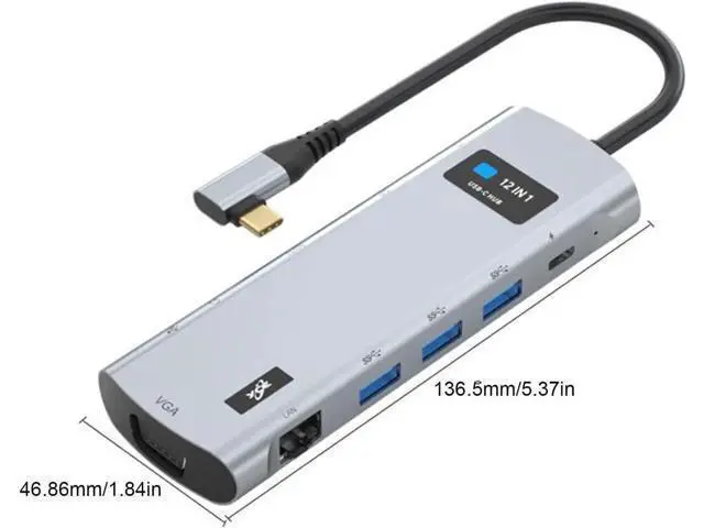 Alt view image 5 of 7 - 12 in 1 Type C Adapter, USB C Hub with 4K, VGA, HD, 3.5mm Audio, RJ45, SD/TF, USB3.0x3