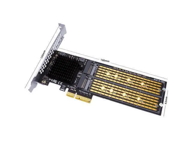 Alt view image 4 of 4 - PCIe x4 to Dual M.2 NVMe SSD Adapter Supports 2230/2242/2260/2280/22110, No Bifurcation Required, for Desktop & Workstation