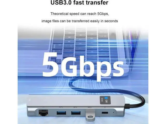 Alt view image 6 of 7 - 12 in 1 Type C Adapter, USB C Hub with 4K, VGA, HD, 3.5mm Audio, RJ45, SD/TF, USB3.0x3