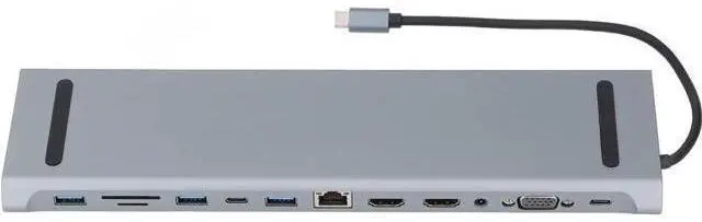 Main image of Hub Docking Station, 12 in 1 100W Fast Charging Type C Laptop Docking Station, USB C Dock, Multiport Adapter Hub, for Office