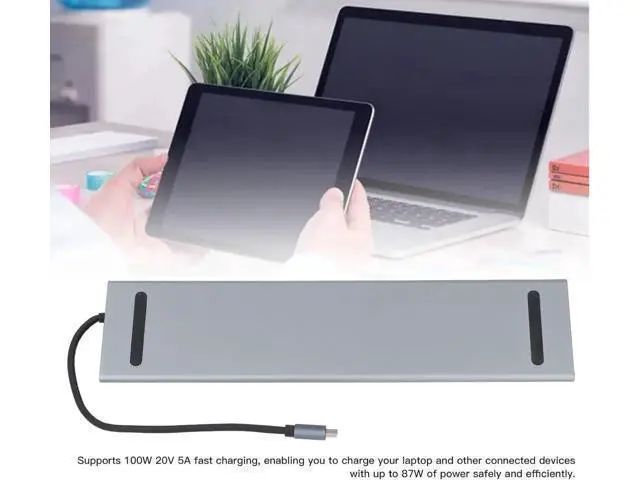 Alt view image 4 of 7 - Hub Docking Station, 12 in 1 100W Fast Charging Type C Laptop Docking Station, USB C Dock, Multiport Adapter Hub, for Office
