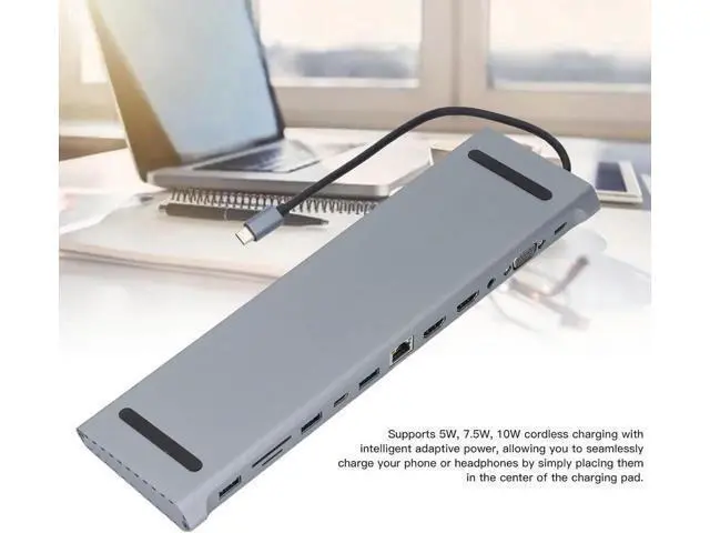 Alt view image 7 of 7 - Hub Docking Station, 12 in 1 100W Fast Charging Type C Laptop Docking Station, USB C Dock, Multiport Adapter Hub, for Office