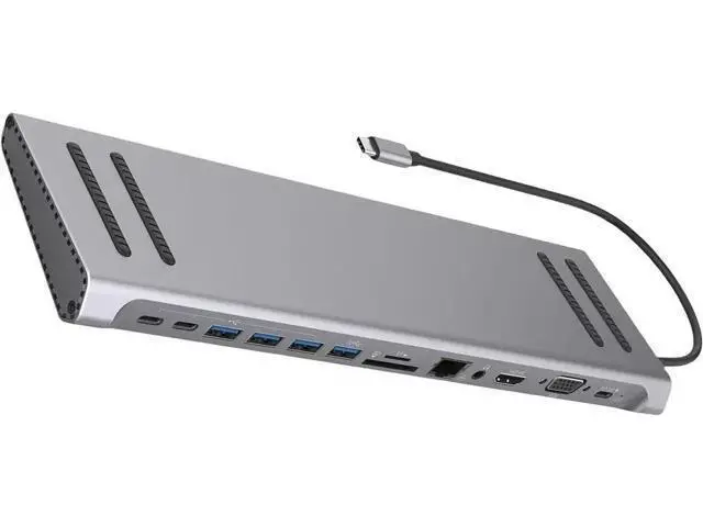 Alt view image 3 of 7 - 14 in 1 Type C Hubs Multiports Adapter with HDMIs VGA PD3.0 Ethernet RJ45 Card USB C Port for Laptops Smartphones
