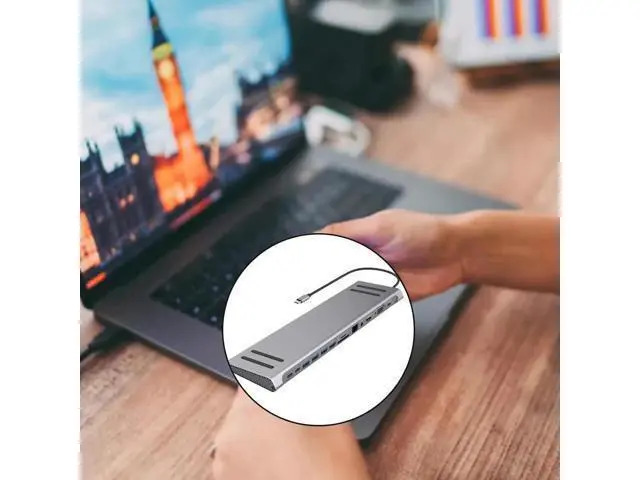 Alt view image 5 of 7 - 14 in 1 Type C Hubs Multiports Adapter with HDMIs VGA PD3.0 Ethernet RJ45 Card USB C Port for Laptops Smartphones