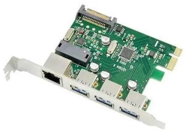 Main image of SuperSpeed PCI-E To 3 Ports USB 3.0 + Gigabit RJ45 Network Control Expansion Card USB HUB + LAN usb3.0 to pcie card 1000M