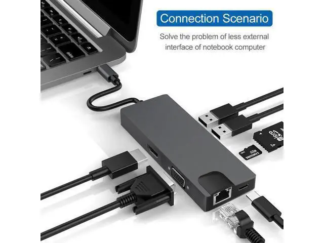 Alt view image 2 of 4 - type-c docking station eight-in-one hdmi/vga converter hub expansion docking station computer network card hub