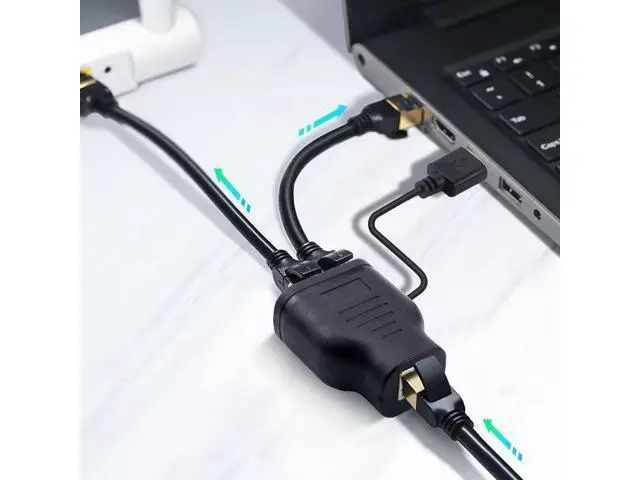 Alt view image 3 of 4 - RJ45 Ethernet Splitter 1-to-2, Gigabit, with USB Power, LED Indicator, for Sharing One Ethernet Port Between Two Devices