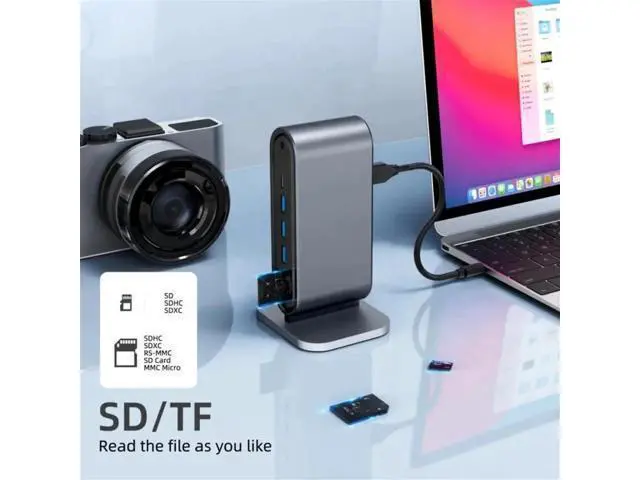 Alt view image 5 of 7 - 12 Ports USB C Docking Station 12-in-1 USB C Hub Dock Laptop Display Docking Station Universal Port with 4K HDMI Monitor,100W PD,Ethernet,VGA,Audio,SD/TF,USB 3.0 Adapter for Mac Computer