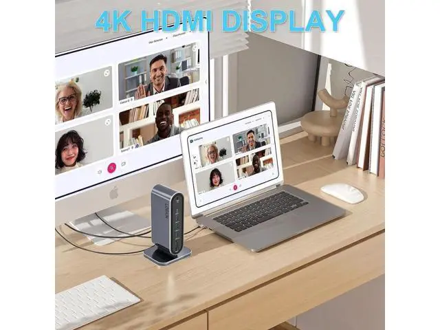 Alt view image 4 of 7 - 12 Ports USB C Docking Station 12-in-1 USB C Hub Dock Laptop Display Docking Station Universal Port with 4K HDMI Monitor,100W PD,Ethernet,VGA,Audio,SD/TF,USB 3.0 Adapter for Mac Computer