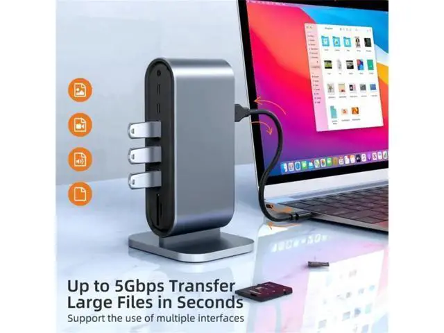 Alt view image 6 of 7 - 12 Ports USB C Docking Station 12-in-1 USB C Hub Dock Laptop Display Docking Station Universal Port with 4K HDMI Monitor,100W PD,Ethernet,VGA,Audio,SD/TF,USB 3.0 Adapter for Mac Computer