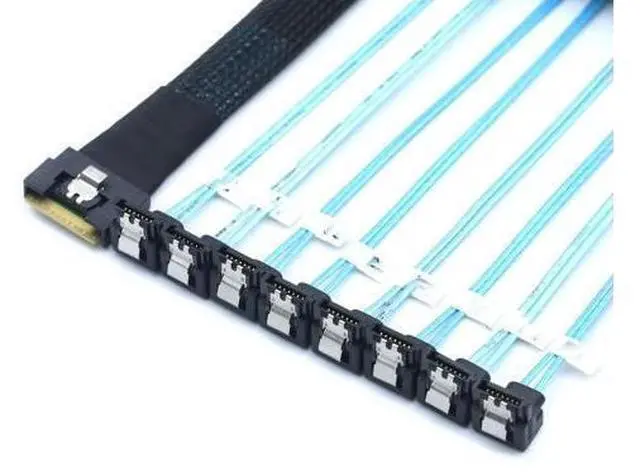 Main image of PCI-E SAS SFF-8654 8I to 8 Ports SATA 90 degree server hard drive Adapter cable
