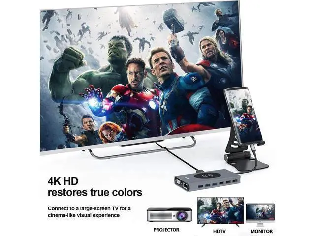 Alt view image 4 of 7 - USB C Docking Station 15 in 1 USB-C Dual Display Laptop USB Type-C Hub Multiport Adapter Dongle with HDMI VGA USB Port SD/TF Audio PD Compatible with Mac & MacBook & Windows Laptop