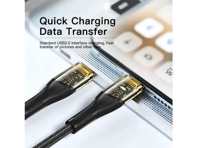 Alt view image 3 of 7 - USB C to USB C Cable (1-Pack, 3.3ft), 100W 5A USB C Cable Transparent Shell, Type C Charger Cable Fast Charging for MacBook Pro, iPad Pro Air Mini, Samsung Galaxy S23/22/Z Fold/Z Flip, Pixel