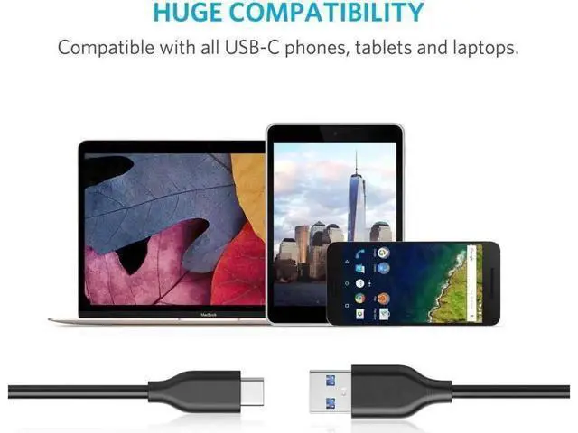 Alt view image 2 of 7 - USB C Cable (USB 3.0), USB A to USB C Charger (3ft) Fast Charging Cord Compatible with Samsung Galaxy Note 9 S9 S8 Note 8, LG V30 G6 G5, Pixel, Nintendo Switch-Black