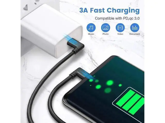 Alt view image 4 of 7 - 10Feet / 3M Oculus Quest Cable, USB C to USB Type C Cable 3A 90 Degree Type C Quick Charge Cable for Oculus Quest Link VR Quick Charge Cable for Phone Tablet Oculus Link Headset Cable (10ft)d