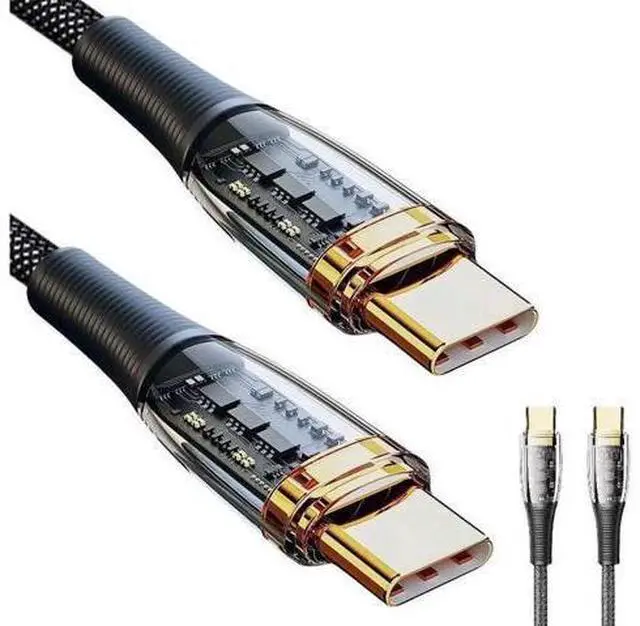 Main image of 100W USB C to USB C Cable Transparent Shell 5A PD QC 4.0 Type C to Type C Cable Super Fast Charging USB C Cable(3.3ft, Black, 1 Pack)